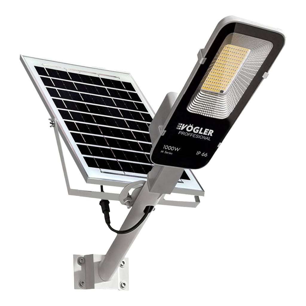 Lámpara solar de alta potencia, sensor crepuscular, control remoto, Vögler Professional 1000W