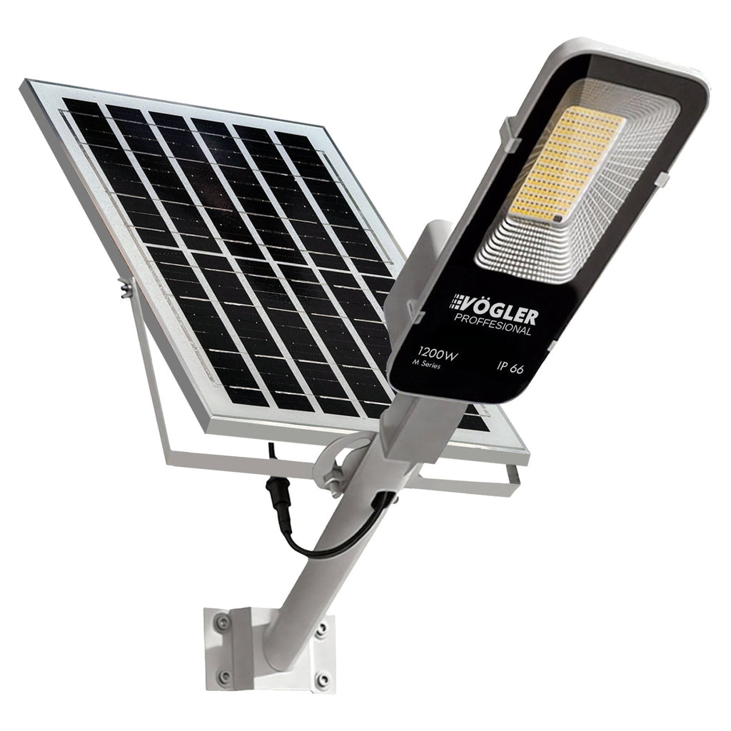 Lámpara solar de alta potencia, sensor crepuscular, control remoto, Vögler Professional 1200W