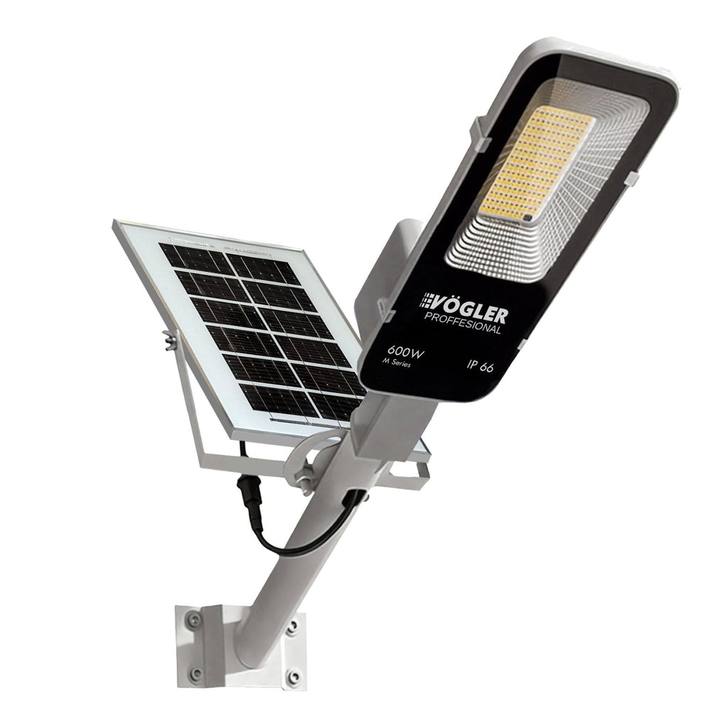 Lámpara solar de alta potencia, sensor crepuscular, control remoto, Vögler Professional 600W