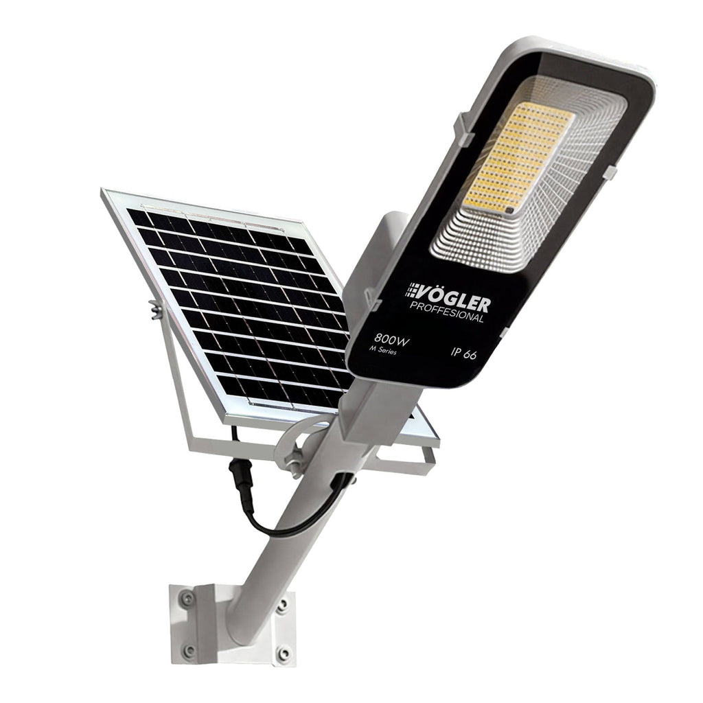 Lámpara solar de alta potencia, sensor crepuscular, control remoto, Vögler Professional 800W